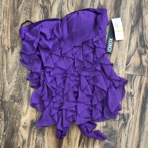 XOXO Vibrant Purple Ruffled Top